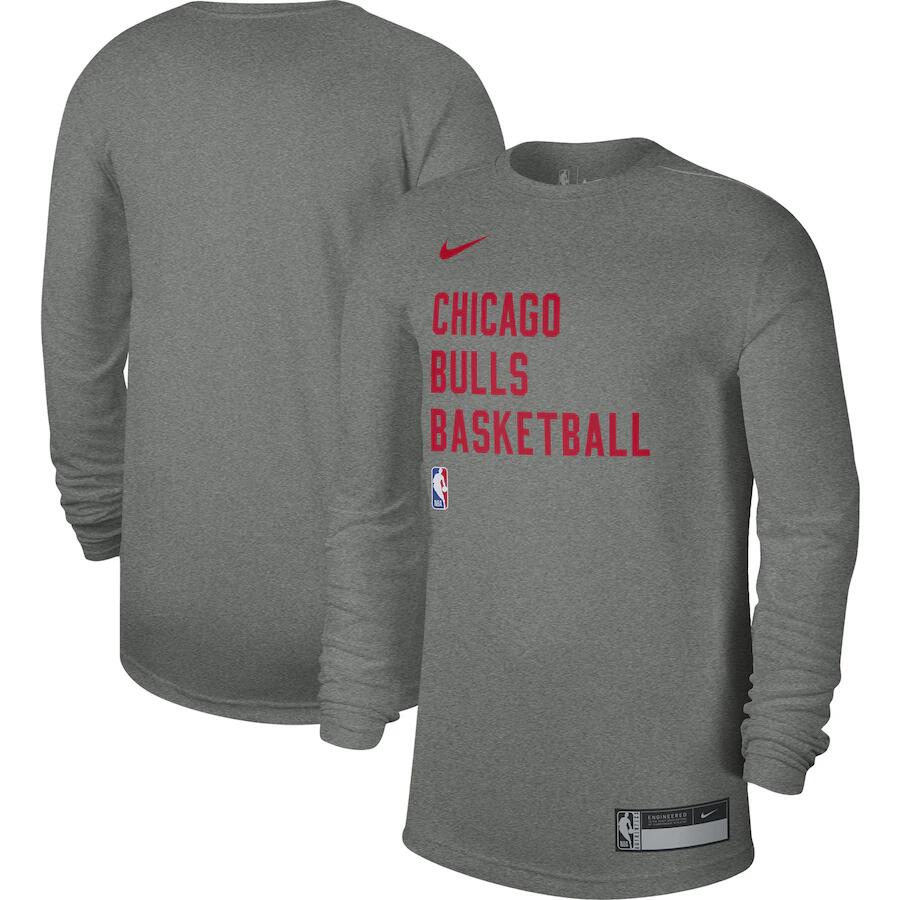 Men's Chicago Bulls Heather Gray 2023/24 Legend On-Court Practice Long Sleeve T-Shirt